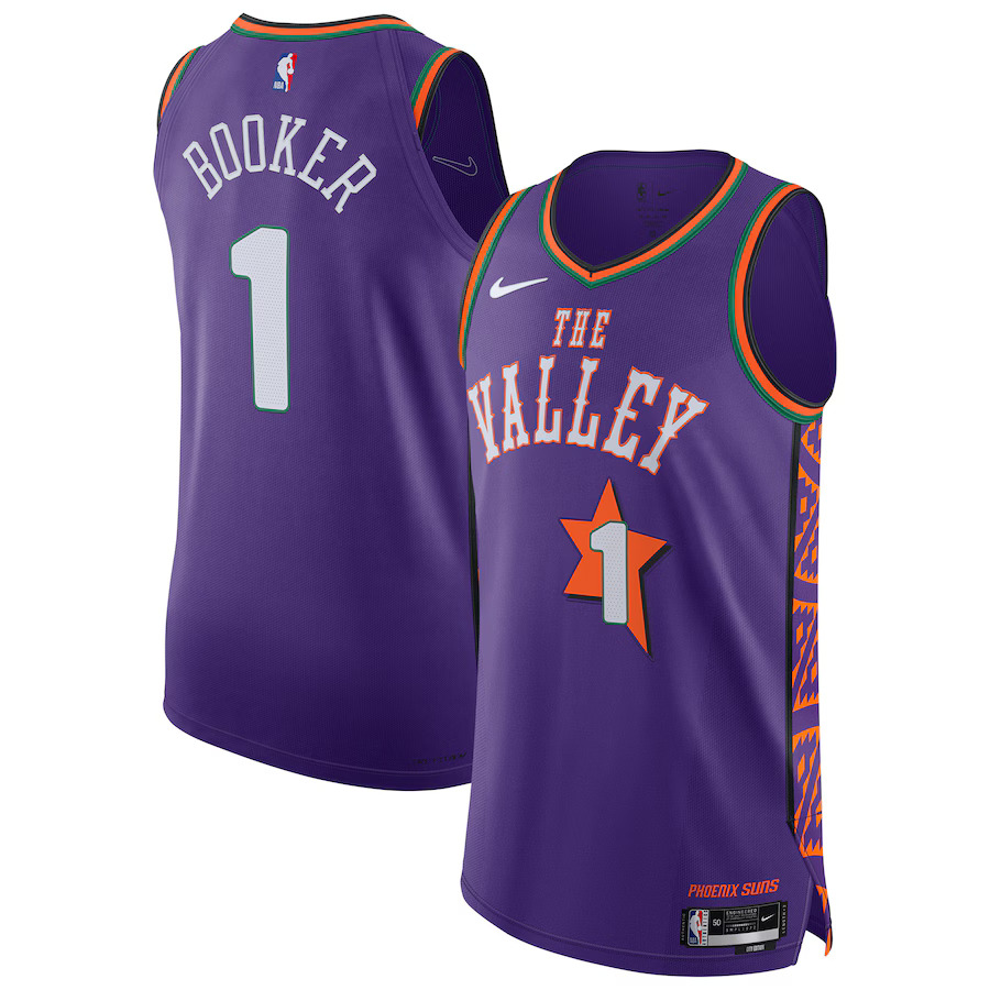 Men Phoenix Suns #1 Devin Booker Nike Purple City Edition 2024-25 Authentic Player NBA Jersey